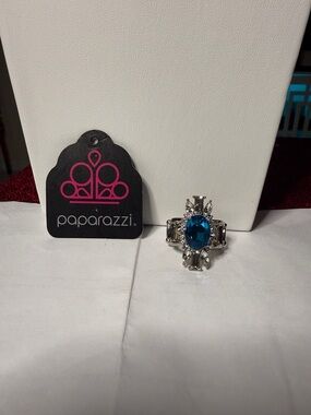 Paparazzi Silver Ring with Deep Teal Blue Oval Gem